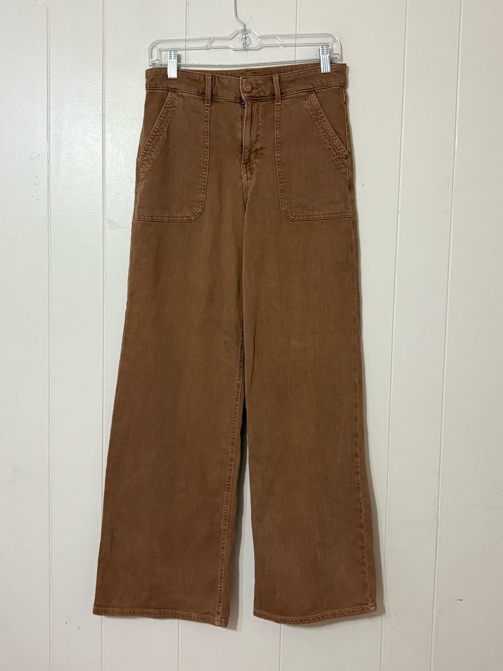 American Eagle Super High Rise Baggy Wide Leg Jeans Brown Size 2 Stretch